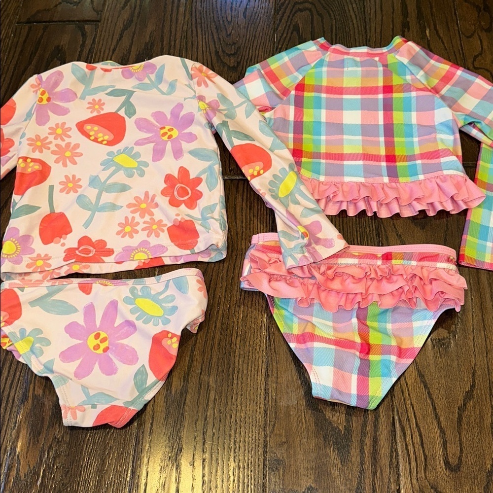 Carter's & Crown and Ivy Pink and purple girls  Swim Rashguards size 3T - Picture 4 of 4